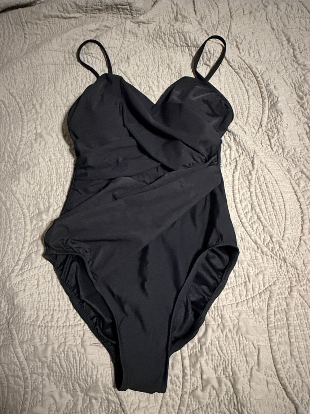 NWT Trimshaper Black One-piece swimsuit size 12